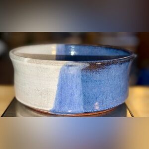 Source Unknown Blue and Cream Ceramic Bowl - Home Art Ceramics